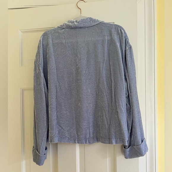 J.Jill Asymmetrical Blue Felt Button up Women’s Long Sleeve Top Size XSS - Picture 6 of 7